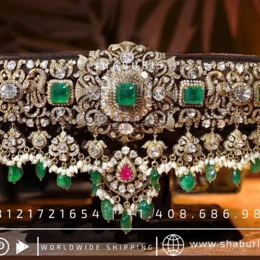 Victorian Diamond Vaddanam,South Indian Jewelry,Vaddanam,Kids Vaddanam,hip chain,diamond vaddanam,pure Silver indian jewelry - SHABURIS