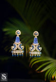 Tanzanite Earrings - Cocktail Earrings- 925 silver Jewelry,South Indian Jewelry,bridal choker,Indian Wedding Jewelry,pure Silver indian jewelry - SHABURIS [ Immediate Ship]