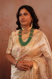 Emerald Beads necklace Navaratan jewelry silver necklace 925 silver with 22k gold plated - SHABURIS (Ready to Ship from India)
