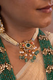 Emerald Beads necklace Navaratan jewelry silver necklace 925 silver with 22k gold plated - SHABURIS (Ready to Ship from India)