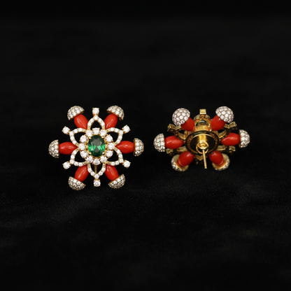 Polki Studs Polki Earrings Cocktail Earrings Diamond Studs Diamond Earrings Simple Studs Pearl Studs 925 Silver Earrings Silver Jewelry - SHABURIS