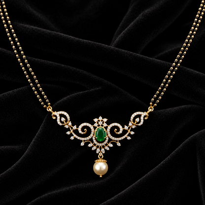 Nallapusalu mangalasutra Black diamonds necklace,South Indian Jewelry,Pure silver Mangalsutra pendent,Nallapusalu Pendent,Indian Wedding Jewelry -NIHIRA-SHABURIS