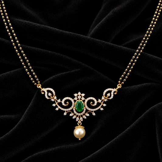 Nallapusalu mangalasutra Black diamonds necklace,South Indian Jewelry,Pure silver Mangalsutra pendent,Nallapusalu Pendent,Indian Wedding Jewelry -NIHIRA-SHABURIS