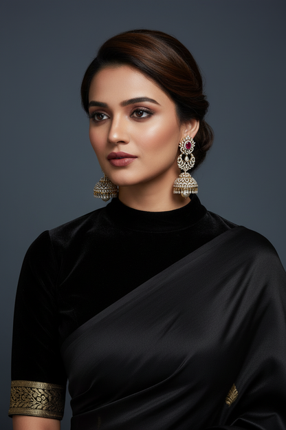 Diamond Jhumka Polki Earrings Diamond Earrings Polki Studs Big Studs Cocktail earrings 925 Silver Jewelry Silver Earrings - SHABURIS