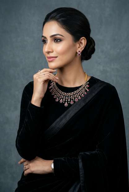 Diamond Necklace Wedding Jewelry South Indian Diamond Jewelry Silver Jewelry 925 silver indian bridal jewelry - SHABURIS