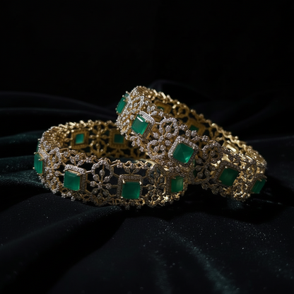 Diamond Bangles,South Indian Jewelry,silver indian Bangles,pure silver Swaroski Bangles,Indian Wedding Jewelry -NIHIRA-SHABURIS