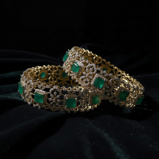Diamond Bangles,South Indian Jewelry,silver indian Bangles,pure silver Swaroski Bangles,Indian Wedding Jewelry -NIHIRA-SHABURIS
