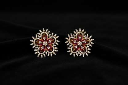 Polki Studs Polki Earrings Cocktail Earrings Diamond Studs Diamond Earrings Simple Studs Pearl Studs 925 Silver Earrings Silver Jewelry - SHABURIS
