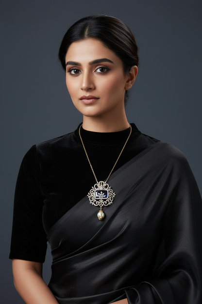 Diamond pendant pure silver jewelry indian diamond jewelry diamond jewelry 925 silver jewelry traditional jewelry-SHABURIS