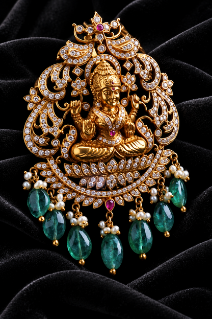 Temple Jewelry,Pure Silver Jewellery Indian ,Lakshmi Pendant,Temple Pendent,Indian Bridal,Indian Wedding Jewelry-NIHIRA-SHABURIS
