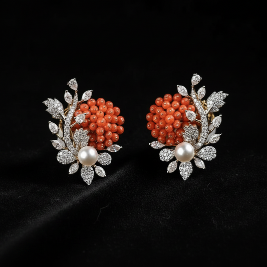 Polki Studs Polki Earrings Cocktail Earrings Diamond Studs Diamond Earrings Simple Studs Pearl Studs 925 Silver Earrings Silver Jewelry - SHABURIS