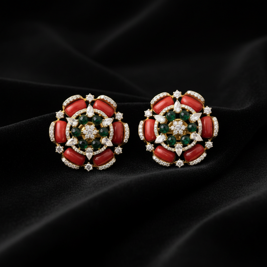 Polki Studs Polki Earrings Cocktail Earrings Diamond Studs Diamond Earrings Simple Studs Pearl Studs 925 Silver Earrings Silver Jewelry - SHABURIS