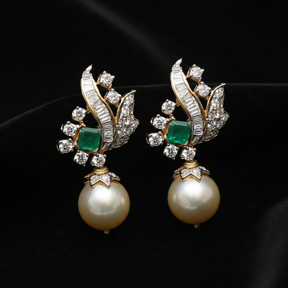 Polki Studs Polki Earrings Cocktail Earrings Diamond Studs Diamond Earrings Simple Studs Pearl Studs 925 Silver Earrings Silver Jewelry - SHABURIS
