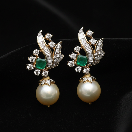 Polki Studs Polki Earrings Cocktail Earrings Diamond Studs Diamond Earrings Simple Studs Pearl Studs 925 Silver Earrings Silver Jewelry - SHABURIS