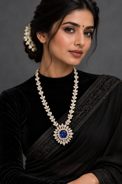Diamond pendent Pure Silver jewelry Indian ,diamond Necklace,Indian Necklace,swarovski diamond pendent,diamond set-NIHIRA-SHABURIS