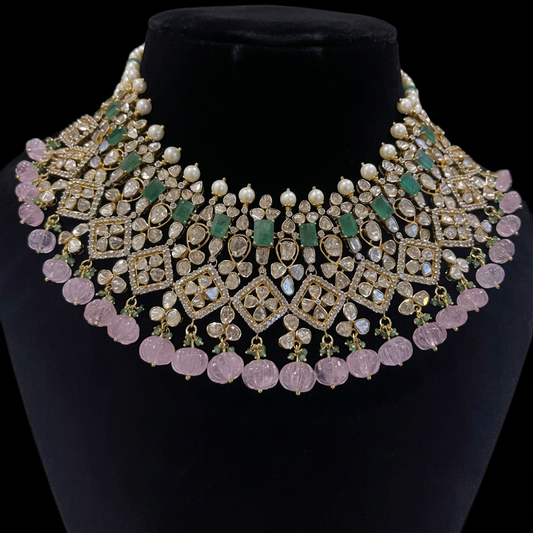 victorian choker pure silver jewelry indian jewelry moissanite necklace-NIHIRA