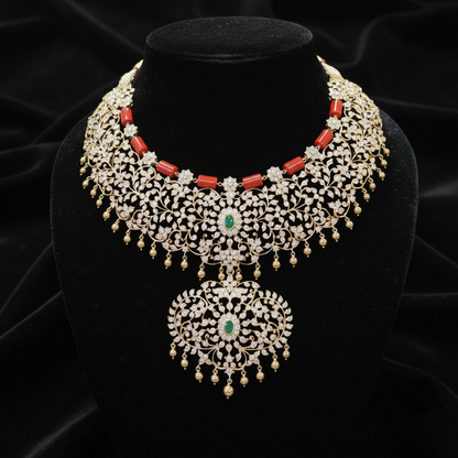 Diamond necklace,Pure silver choker Indian necklace ,maang tikka sabyasachi jewelry inspired Shaburis