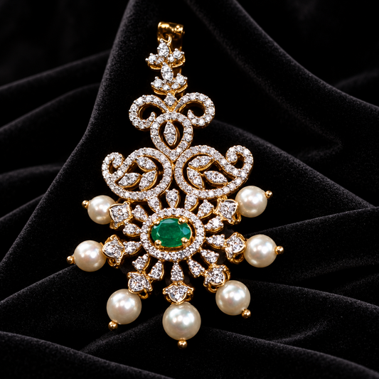 Diamond pendent Pure Silver jewelry Indian ,diamond Necklace,Indian Necklace,swarovski diamond pendent,diamond set-NIHIRA-SHABURIS