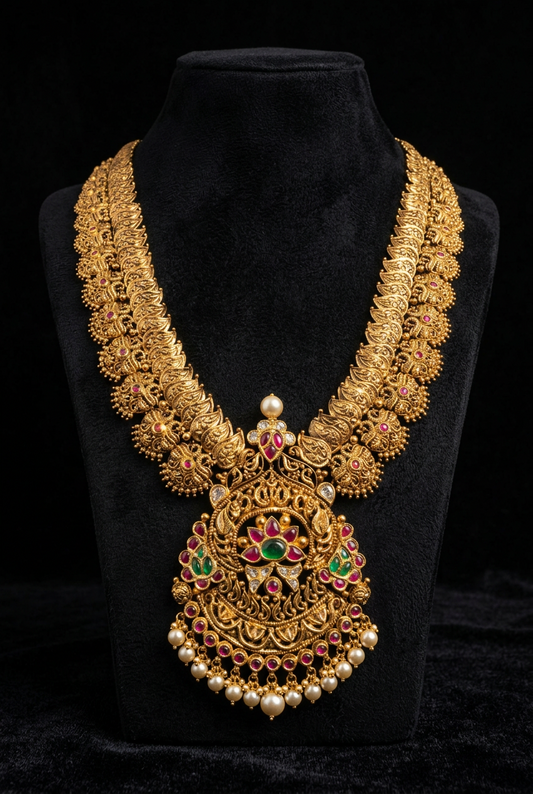 Nakshi necklace Pure Silver Jewelry Bridal Necklace Long haram
