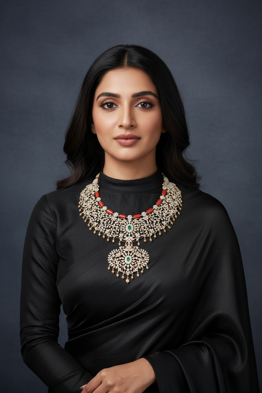 Diamond necklace,Pure silver choker Indian necklace ,maang tikka sabyasachi jewelry inspired Shaburis