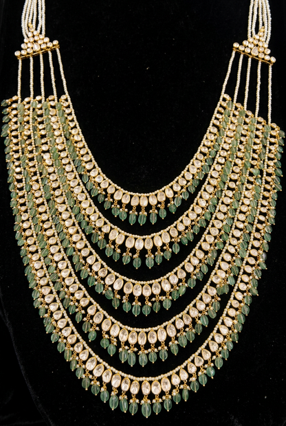 Panch lada pearl haram jades gem jewelry south indian hyderabadi jewelry pure silver sabyasachi jewelry inspired -SHABURIS