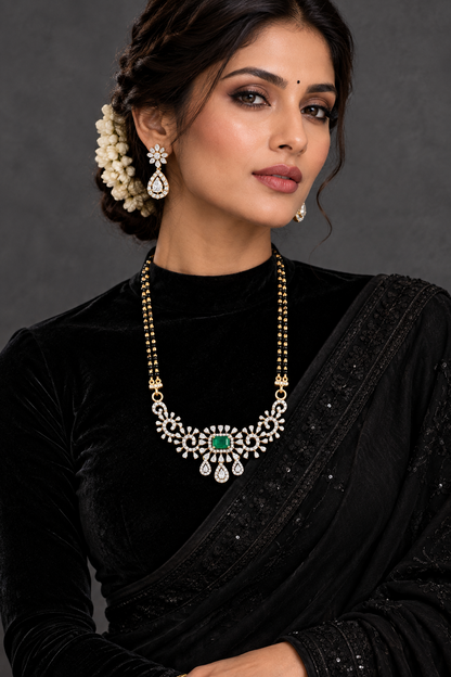 Nallapusalu mangalasutra Black diamonds necklace,South Indian Jewelry,Pure silver Mangalsutra pendent,Nallapusalu Pendent,Indian Wedding Jewelry -NIHIRA-SHABURIS
