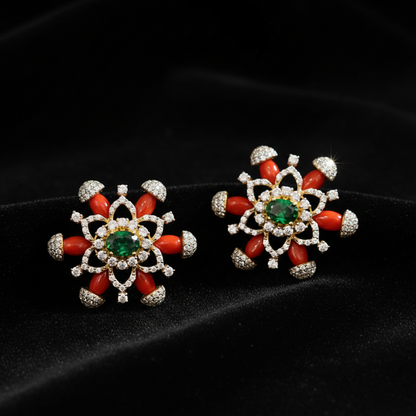 Polki Studs Polki Earrings Cocktail Earrings Diamond Studs Diamond Earrings Simple Studs Pearl Studs 925 Silver Earrings Silver Jewelry - SHABURIS