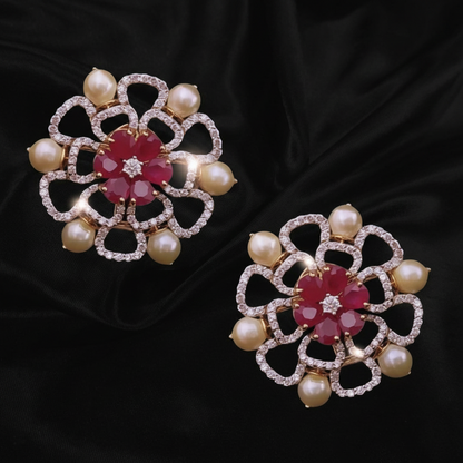Polki Studs Polki Earrings Cocktail Earrings Diamond Studs Diamond Earrings Simple Studs Pearl Studs 925 Silver Earrings Silver Jewelry - SHABURIS