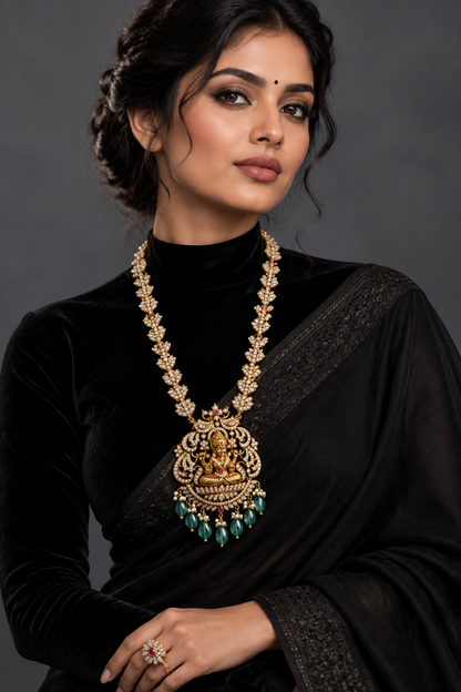 Temple Jewelry,Pure Silver Jewellery Indian ,Lakshmi Pendant,Temple Pendent,Indian Bridal,Indian Wedding Jewelry-NIHIRA-SHABURIS