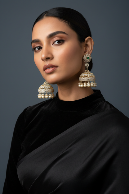 Diamond Jhumkas Diamond Earrings Diamond Studs Big Studs 925 Silver Jewelry Silver Earrings - SHABURIS