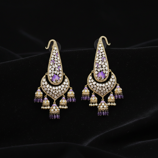 Polki Studs Polki Earrings Cocktail Earrings Diamond Studs Diamond Earrings Simple Studs Pearl Studs 925 Silver Earrings Silver Jewelry - SHABURIS