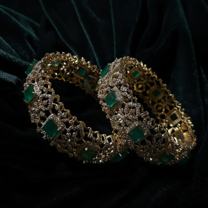 Diamond Bangles,South Indian Jewelry,silver indian Bangles,pure silver Swaroski Bangles,Indian Wedding Jewelry -NIHIRA-SHABURIS
