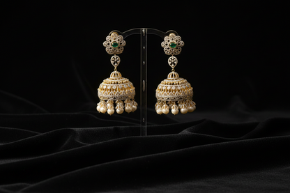 Diamond Jhumkas Diamond Earrings Diamond Studs Big Studs 925 Silver Jewelry Silver Earrings - SHABURIS