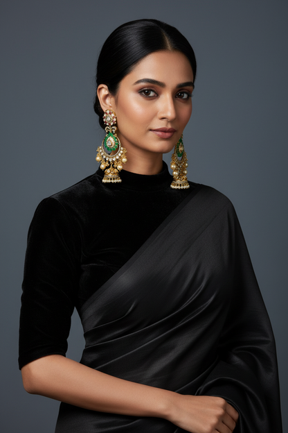 Diamond Jhumka Polki Earrings Diamond Earrings Polki Studs Big Studs Cocktail earrings 925 Silver Jewelry Silver Earrings - SHABURIS