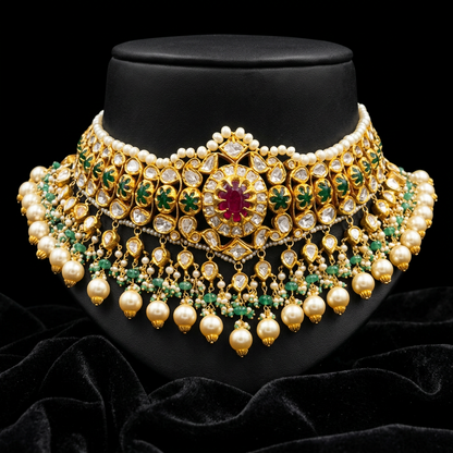 Polki Necklace,South Indian jewelry,Indian Jewelry,Mango Mala,indian jewelry online,latest indian jewellery - NIHIRA-SHABURIS