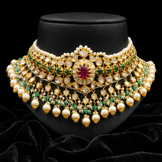 Polki Necklace,South Indian jewelry,Indian Jewelry,Mango Mala,indian jewelry online,latest indian jewellery - NIHIRA-SHABURIS