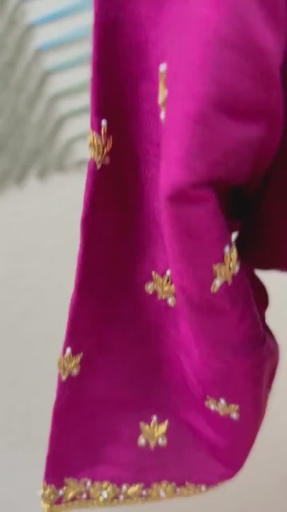 Maggam work Blouse for Saree – Magenta Pink blouse- Artisan Silk Blouse – Festive & Wedding Ethnic Wear