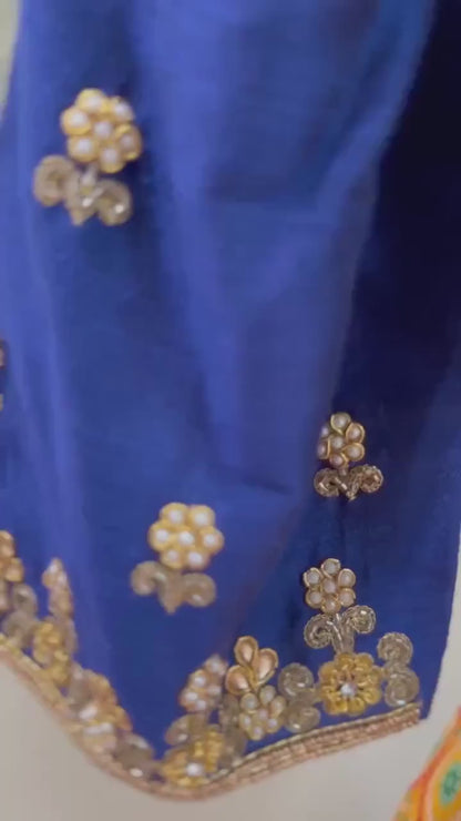 Maggam work Blouse for Saree – Blue Blouse - Artisan Silk Blouse – Festive & Wedding Ethnic Wear