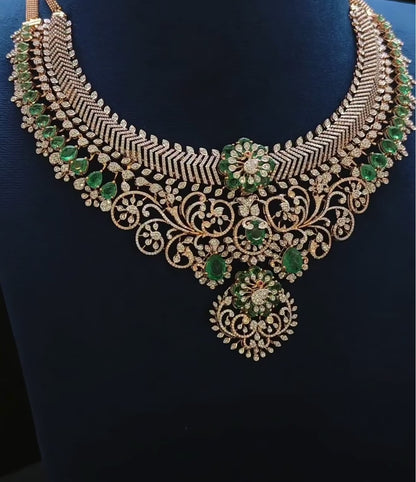 Tussi necklace Diamond Necklace 925 silver jewelry 22k gold plated - SHABURIS