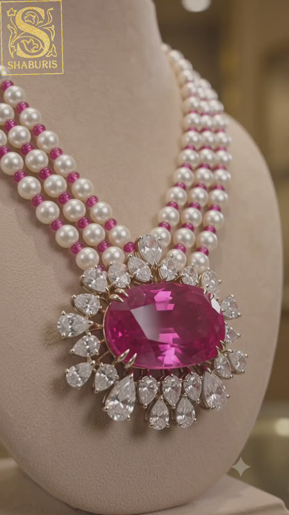 Polki necklace 925 silver jewelry 22k gold plated - SHABURIS