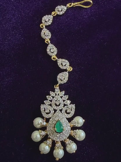 Diamond Maang tikka Bridal Jewelry Costume silver jewelry Alloy based Jewelry  - SHABURIS Fashion Jewelry
