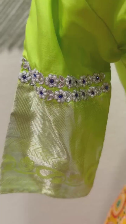 Maggam work Blouse for Saree –Green Blouse - Artisan Silk Blouse – Festive & Wedding Ethnic Wear