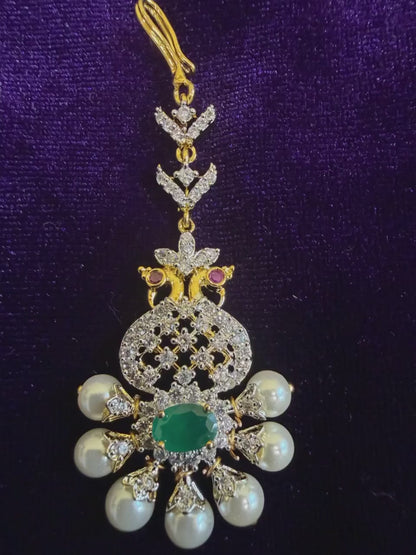 Diamond Maang tikka Bridal Jewelry Costume silver jewelry Alloy based Jewelry  - SHABURIS Fashion Jewelry