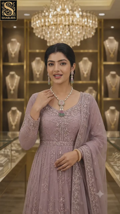 Polki necklace 925 silver jewelry 22k gold plated - SHABURIS