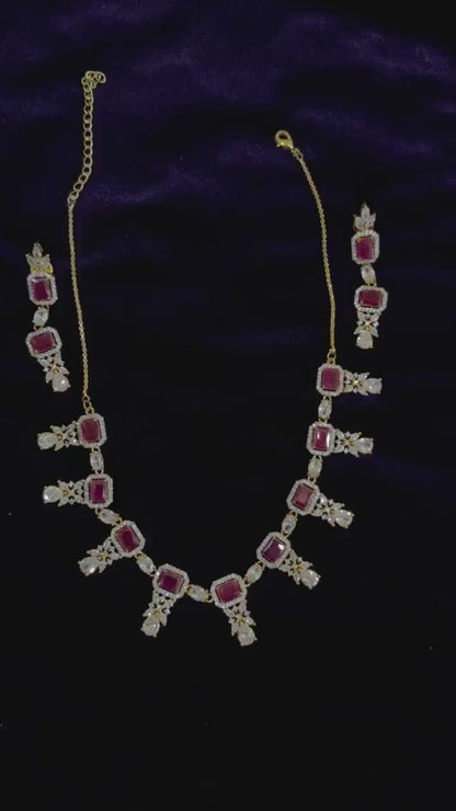 Diamond Necklace Bridal necklace Costume silver jewelry Alloy based Jewelry  - SHABURIS Fashion Jewelry