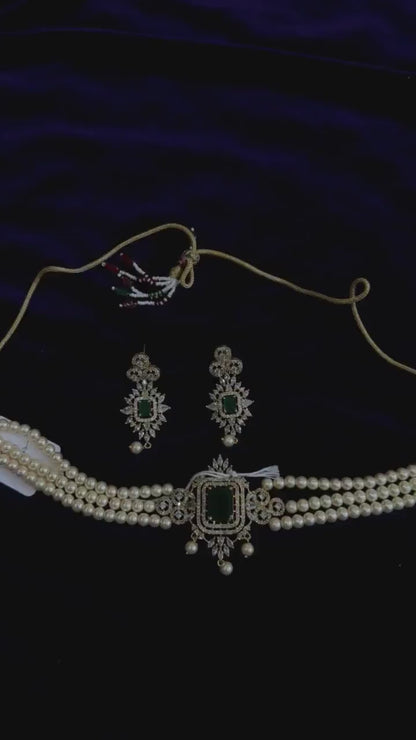 Diamond Necklace Bridal necklace Costume silver jewelry Alloy based Jewelry  - SHABURIS Fashion Jewelry