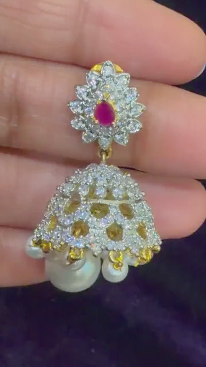 Diamond Earrings Bridal Jewelry Costume silver jewelry Alloy based Jewelry  - SHABURIS Fashion Jewelry