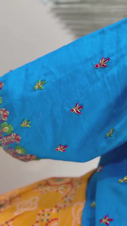 Maggam work Blouse for Saree –  Blue Blouse- Artisan Silk Blouse – Festive & Wedding Ethnic Wear