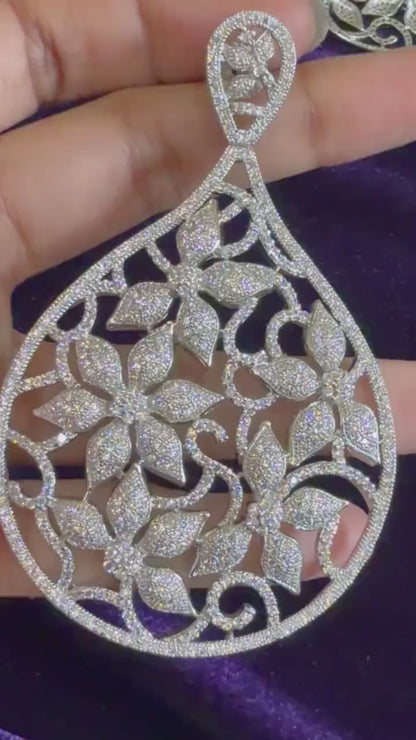 Diamond Earrings Bridal Jewelry Costume silver jewelry Alloy based Jewelry  - SHABURIS Fashion Jewelry