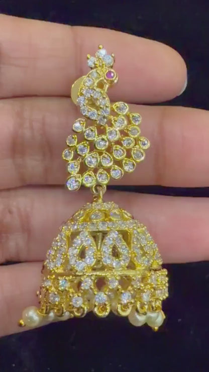 Diamond Earrings Bridal Jewelry Costume silver jewelry Alloy based Jewelry  - SHABURIS Fashion Jewelry